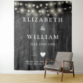 String Lights Rustiek Zwart Hout Foto Achtergrond Wandkleed (In situ)