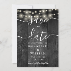 String Lights Rustiek Zwart Hout Schuur Boho Huwel Save The Date
