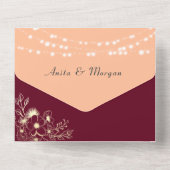 String Lights rustieke Bourgondische perzik bruilo All In One Uitnodiging (Achterkant)