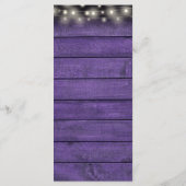 String Lights Rustieke Paarse Hout Bloemen Bruilof Menu (Achterkant)