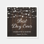 String Lights rustieke schuur hout bruiloft Servet (Voorkant)