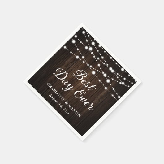 String Lights rustieke schuur hout bruiloft Servet (Hoek)