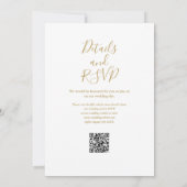 String Lights Script Zwart Goud QR Code Bruiloft Kaart (Achterkant)