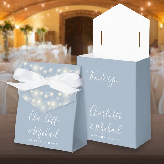 String Lights Signature Script Dusty Blue Wedding Bedankdoosjes