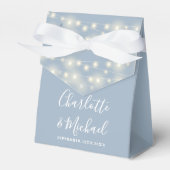 String Lights Signature Script Dusty Blue Wedding Bedankdoosjes (Voorkant Zijde)