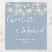 String Lights Signature Script Dusty Blue Wedding Wijn Etiket (Enkel label)