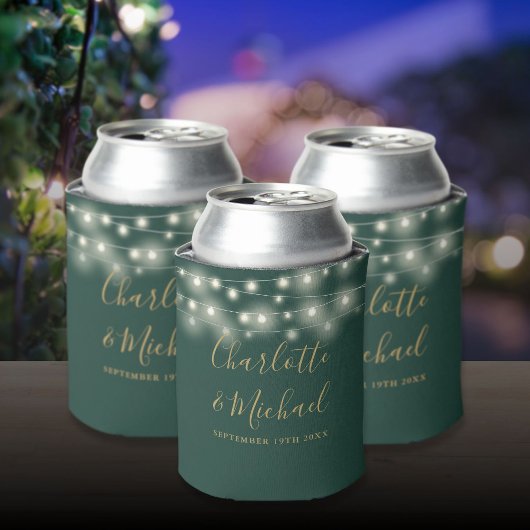 String Lights Signature Script Groen Goud Bruiloft Blikjeskoeler