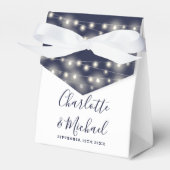 String Lights Signature Script Navy White Wedding Bedankdoosjes (Voorkant Zijde)