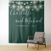 String Lights Smaragd Groen Bruiloft Foto Achtergr Wandkleed (In situ)