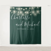 String Lights Smaragd Groen Bruiloft Foto Achtergr Wandkleed (Voorkant)