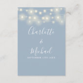 String Lights Stoffig Blauw Bruiloft Details Informatiekaartje (Achterkant)