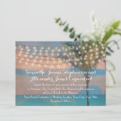 String Lights Sunset Beach Bruiloft Kaart (Staand voorkant)