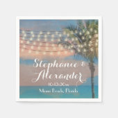 String Lights Sunset Beach Bruiloft Servetten (Voorkant)