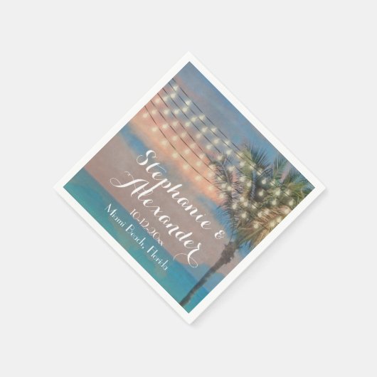 String Lights Sunset Beach Bruiloft Servetten (Hoek)