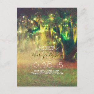 String Lights Tree Rustic Country Save the Date Aankondigingskaart