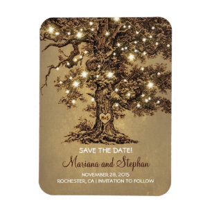 String Lights Tree Rustic De datum opslaan Magneet