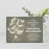 String Lights Tree Rustic Engagement Party Kaart (Staand voorkant)