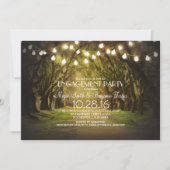 String Lights Trees Path Rustic Engagement Party Kaart (Voorkant)