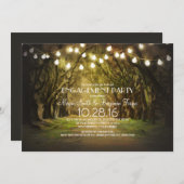 String Lights Trees Path Rustic Engagement Party Kaart (Voorkant / Achterkant)