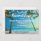 String Lights Tropical Beach Rehearsal Dinner Kaart (Voorkant)