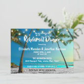 String Lights Tropical Beach Rehearsal Dinner Kaart (Staand voorkant)