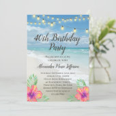 String Lights Tropical Luau Beach 40e verjaardag Kaart (Staand voorkant)