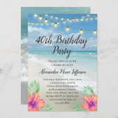 String Lights Tropical Luau Beach 40e verjaardag Kaart (Voorkant / Achterkant)