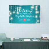String Lights & Turquoise Glitter Weddenschap Welk Spandoek (Beurs)