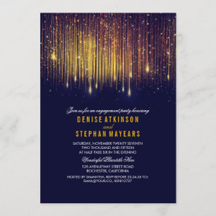 String Lights van de Navy and Gold Engagement Part Kaart