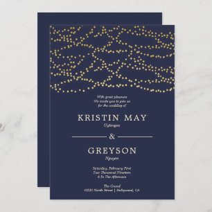 String Lights Wedding Invitation Kaart