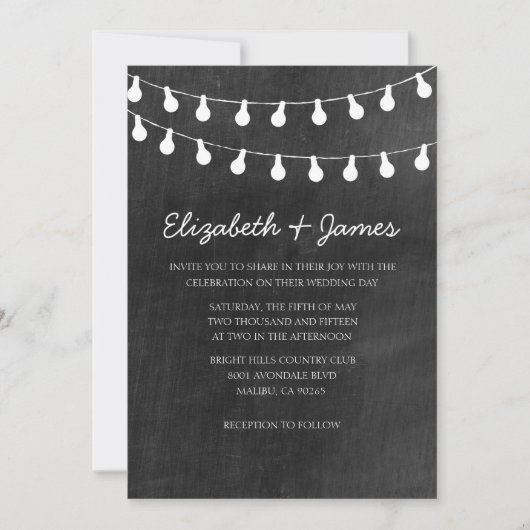 String Lights Wedding Invitations Kaart (Voorkant)