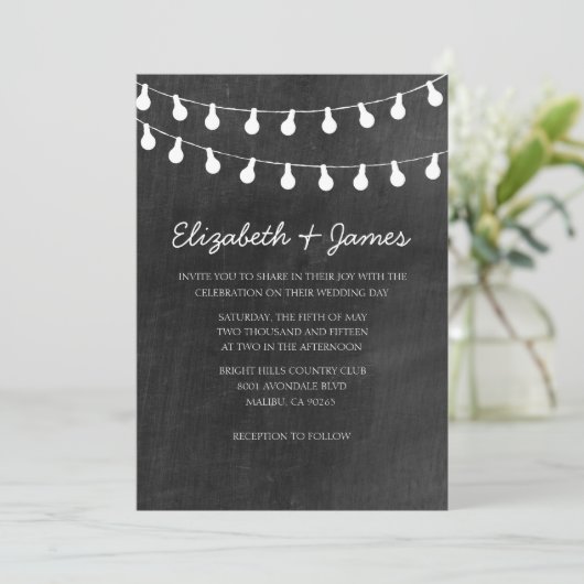String Lights Wedding Invitations Kaart (Staand voorkant)