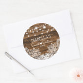 String Lights Wood en Lace Sweet 16 Hartelijk dank Ronde Sticker (Envelop)