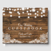 String Lights Wood en Lace | Weddenschap Gastenboek (Voorkant)