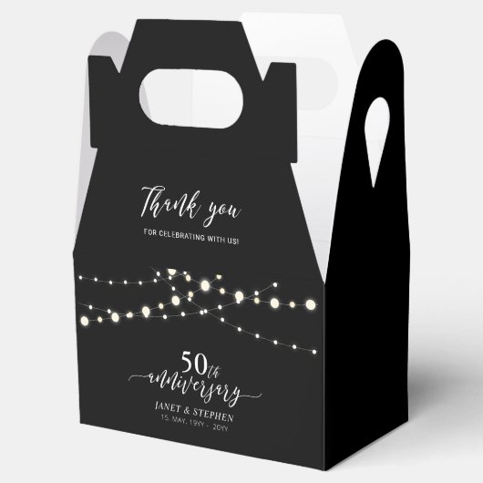 String Lights Zwart 50ste bruiloft Jubileum Party Bedankdoosjes (Geopend)