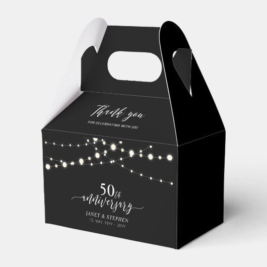 String Lights Zwart 50ste bruiloft Jubileum Party Bedankdoosjes (Voorkant Zijde)