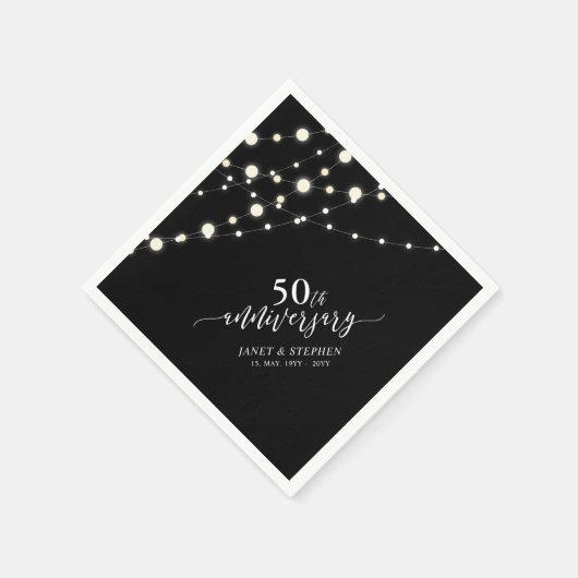 String Lights | Zwart 50ste bruiloft Jubileum Servet (Hoek)