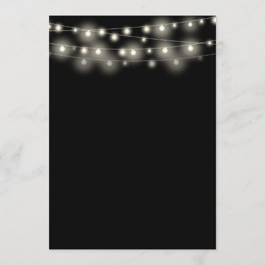 String Lights Zwart en Goud Bloemen bruiloft Menu (Achterkant)