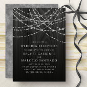 String Lights Zwart Rustiek Huwelijksreceptie Kaart