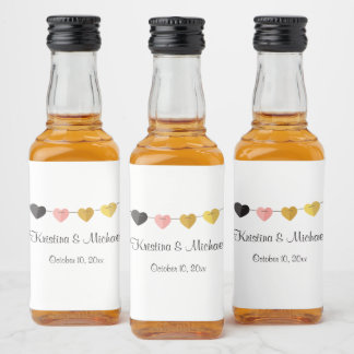 String of Hearts Aangepaste Bruid Bruidegom Huweli Likeurfles Etiket