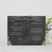 String of Lights Zwart krijtbord bruiloft programm (Staand voorkant)