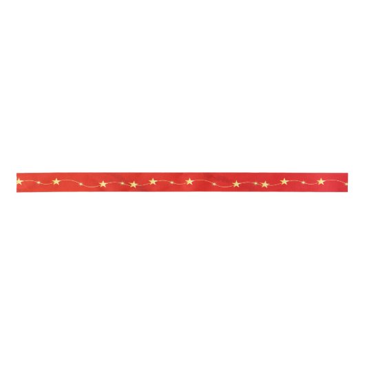String Shiny Gold Twinkle Stars op Vibrant Red Lint (Voorkant)