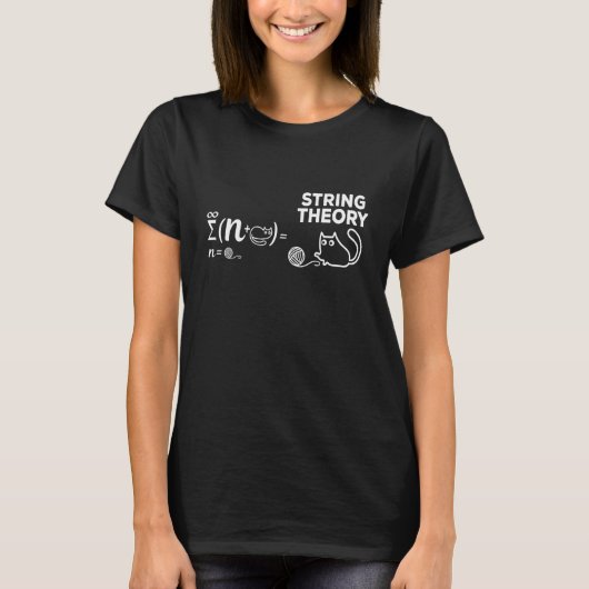 String Theory Equation Cat Physics Enthusiast Sci T-shirt (Voorkant)