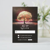 String van lichten boom bruiloft RSVP kaarten (Staand voorkant)