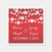 String van lichten en sneeuwvlokken rode bruiloft servetten (Voorkant)