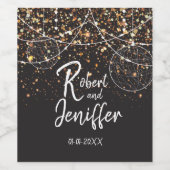 String van lichten Gouden confetti bruiloft thema Wijn Etiket (Enkel label)