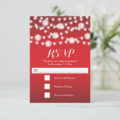 String van lichten & sneeuwvlokken rode bruiloft R RSVP Kaartje (Staand voorkant)