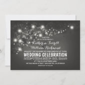 String van lichten Zwart & Wit bruiloft Uitnodigen Kaart (Voorkant)