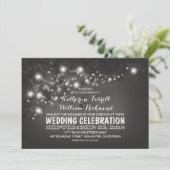 String van lichten Zwart & Wit bruiloft Uitnodigen Kaart (Staand voorkant)
