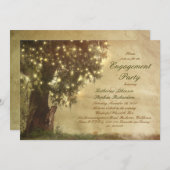 String verlichting oude boom rustieke verlovingsfe kaart (Voorkant / Achterkant)